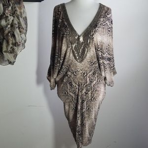 Moda International Snake Print Embellished Dress